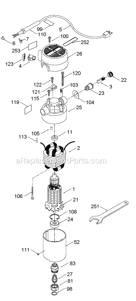 Page A Diagram and Parts List for 691 Type 8 Porter Cable Router